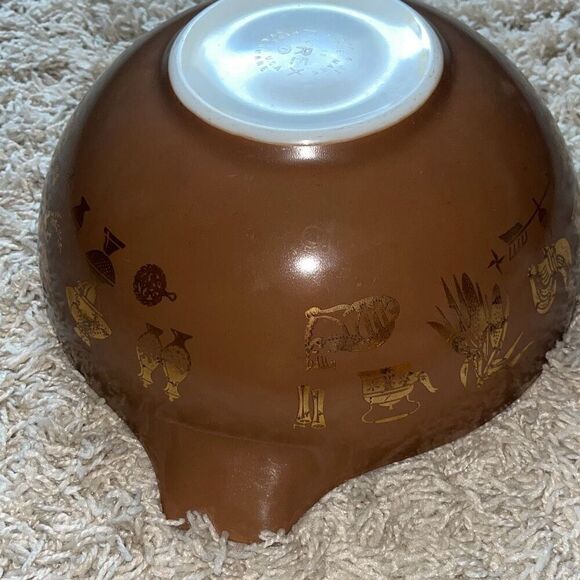 Pyrex Early Americana Cinderella 4 Qt Casserole Mixing Bowl Brown Americana 444 - Picture 14 of 16